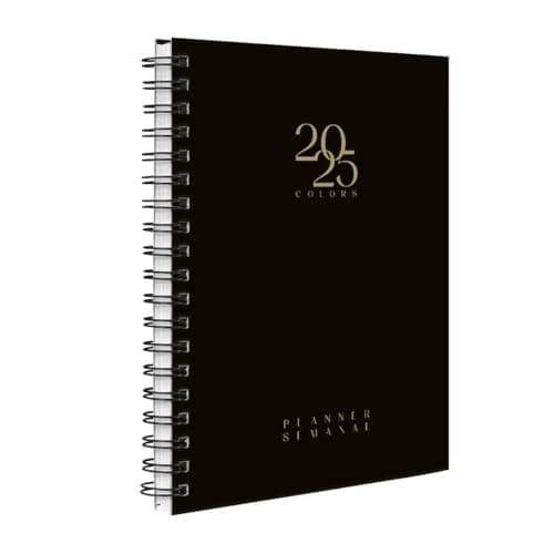 Agenda Planner Semanal 2025 Preto Ouro