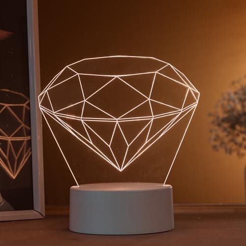 Luminária LED 3D Abajur de Mesa Diamante PopLumos