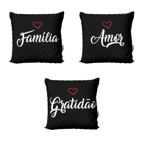 Kit 3 Almofadas Personalizadas Pretas com Frases