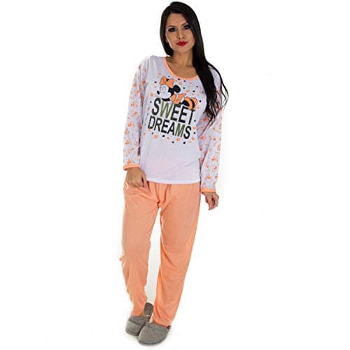 Pijama Manga Longa Feminino em Malha Suave