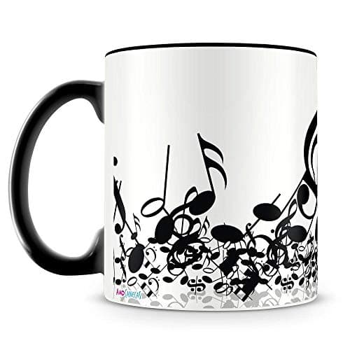 Caneca Personalizada Notas Musicais Preta