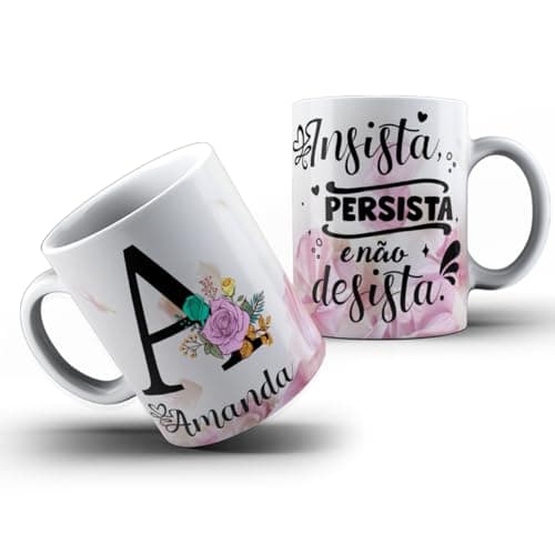 Caneca com Nome Floral Alfabeto Rosas