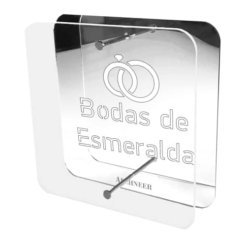 Quadro 3D Bodas de Esmeralda 40 Anos Prata