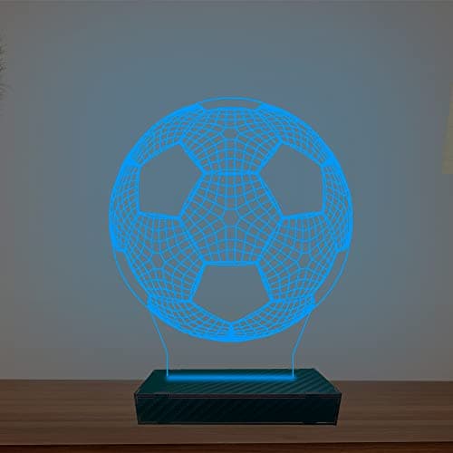 Luminária 3D Led Futebol Abajur Luxo Azul