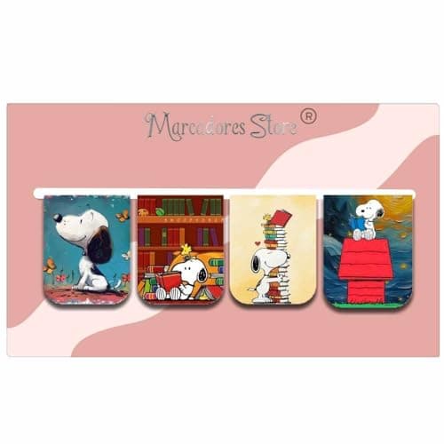 Kit 4 Marcadores de Página Magnéticos Snoopy