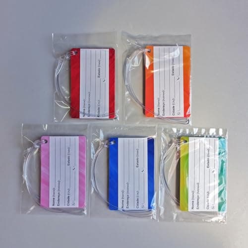 Kit com 5 Etiquetas para Bagagem com Alça de Silicone