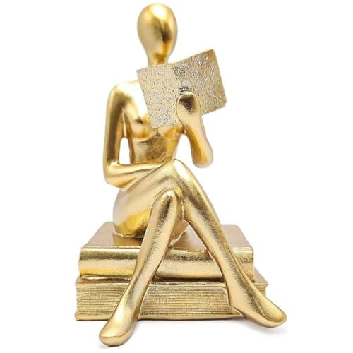 Estátua Figura Pensador Decorativo Dourado