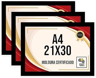 Kit 3 Porta Certificados 21x30 Moldura A4 Preto