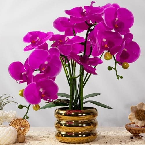 Flores Artificiais de Orquídeas com Vaso JARELING