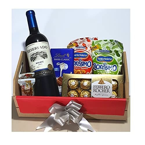 Cesta De Chocolates E Vinho Presente Premium