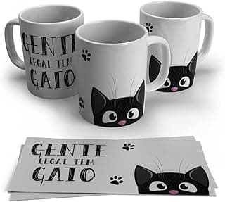 Caneca Porcelana Gente Legal Tem Gato 300ml