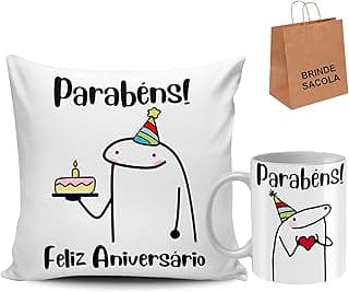 Kit Caneca e Almofada Flork Meme Aniversario