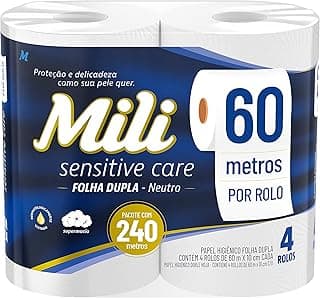 Papel Higiênico Folha Dupla 4 Rolos 60m Mili